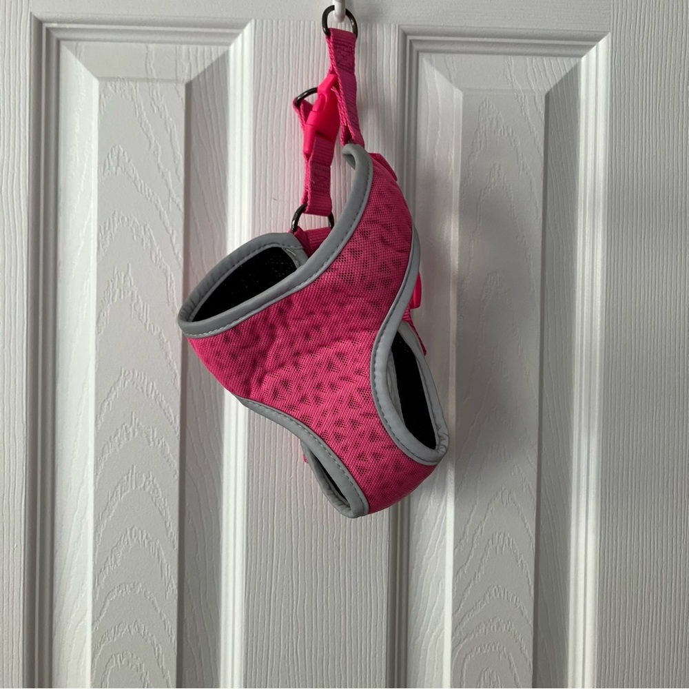 Pink Gray Geometric Mesh Dog Harness